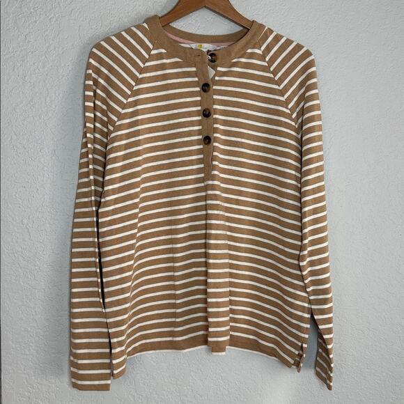 Boden Tops - NEW Boden Henley Breton Camel Tan Striped Long Sleeve Shirt Sweatshirt US 16/18
